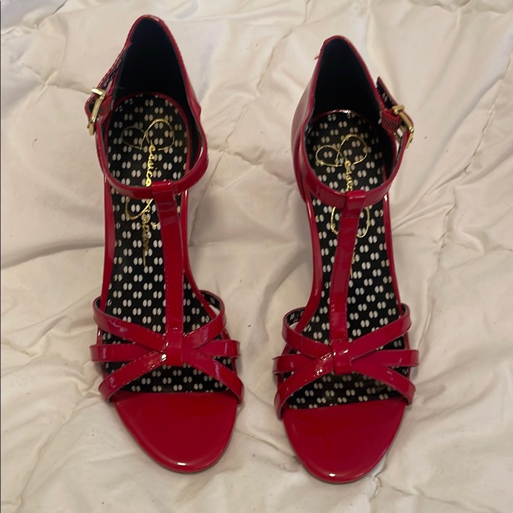 Jessica Simpson Red Kitten Heel Sandals